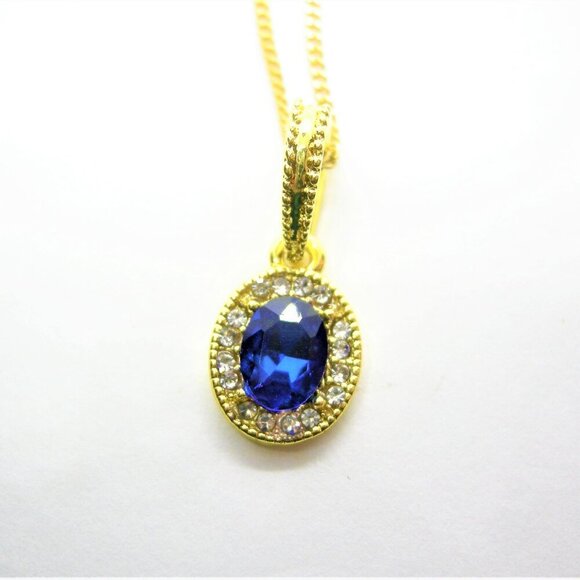Crystal Blue Drop Pendant Necklace - Picture 1 of 5